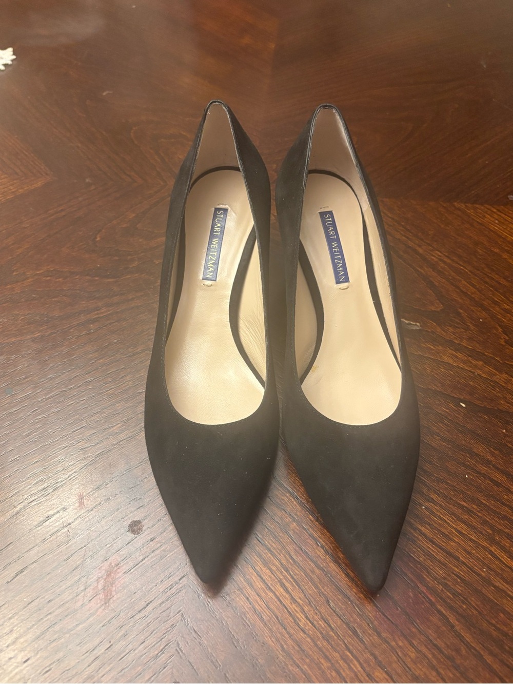 Stuart Weitzman Black Suede Stiletto Pumps-8.5